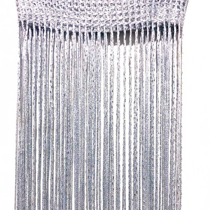 Cortinas de red de gasa de cuerda, paneles de cortina de ventana de 200cm, barra superior, ranura única, gran , 1 ud.: Silver