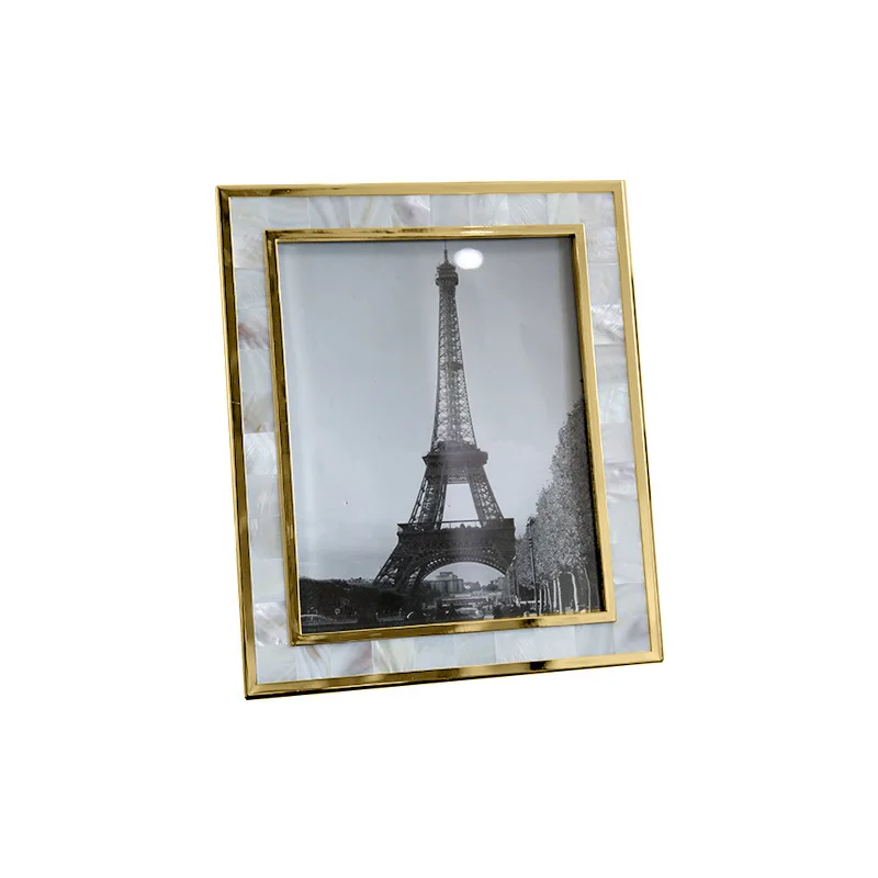 European Shell Decorative Picture Frames Room Aesthetics Bedside Table Family Portrait Photo Frame Alloy Photo Frames Home Decor: Burgundy