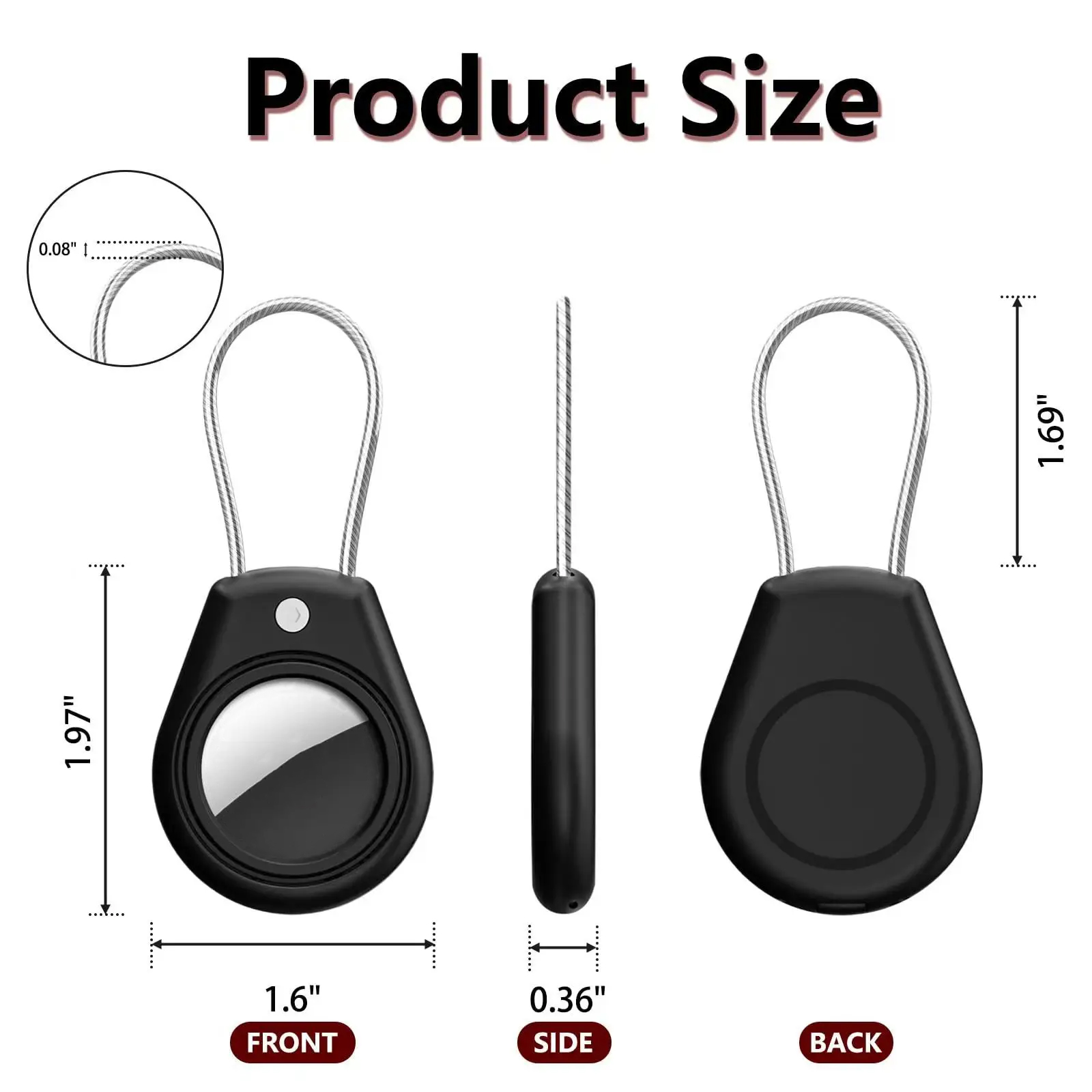 Waterproof Holder for AirTag with Wire Cable Lock Anti-Lost Protective Case Key Ring for Keys Backpack Luggage Pet Tracking​