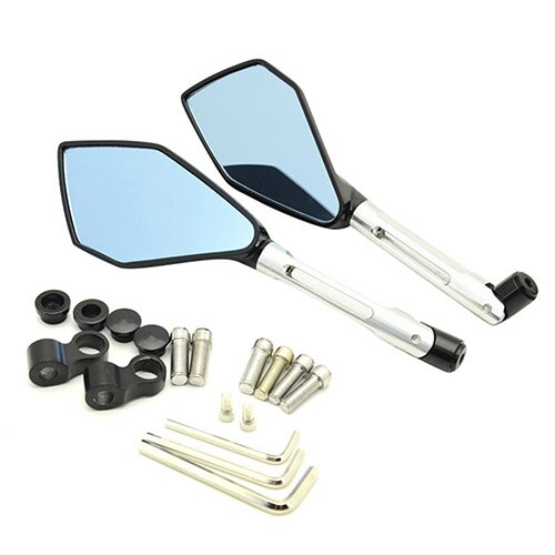 Motocykl CNC regulowane duże lusterko wsteczne składane lusterka boczne dla HONDA PCX 150 125 Forsa KAWASAKI SUZUKI YAMAHA DUCATI: Srebrny