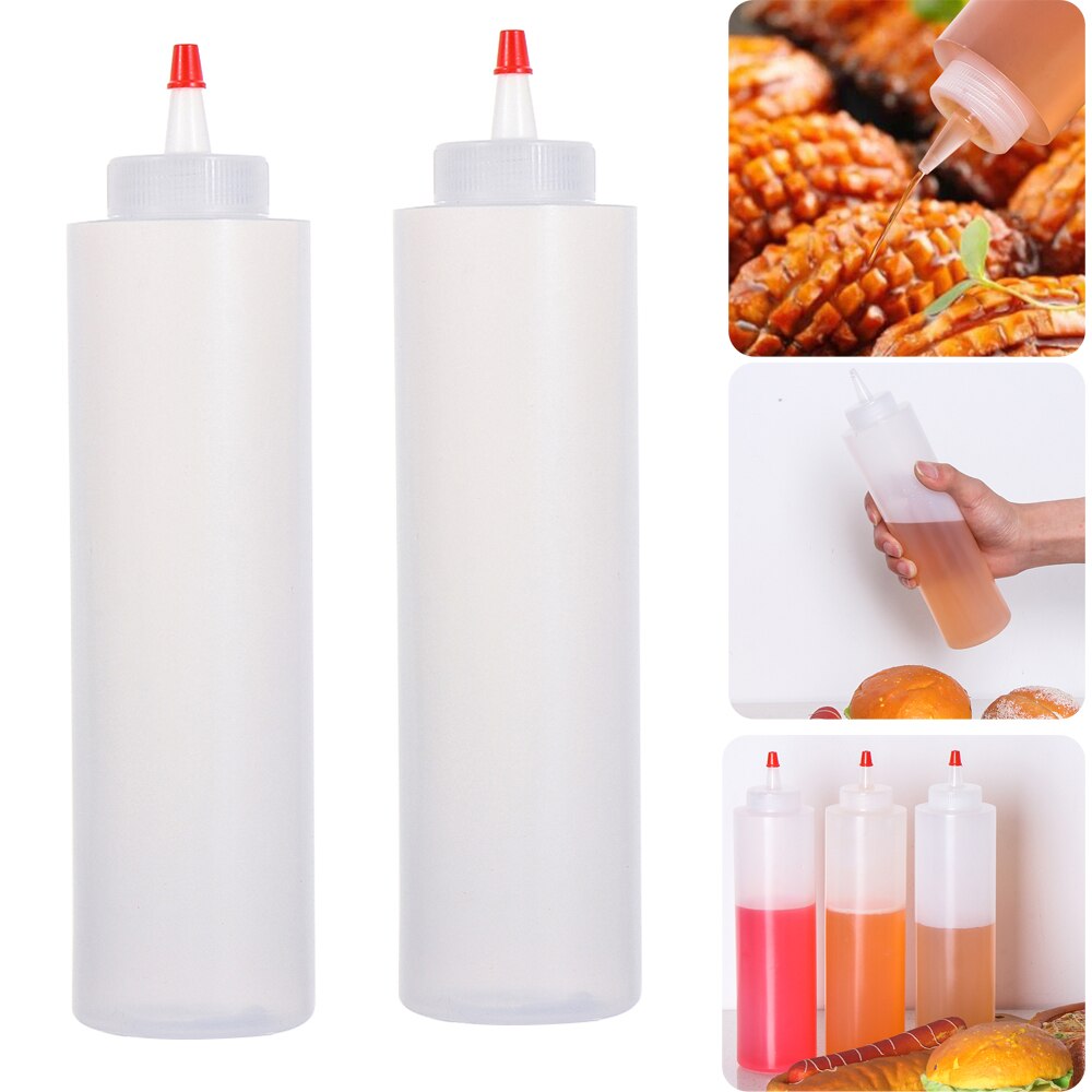 16 OZ Chocolate Squeeze Bottle With Cap Plastic Cake Decorating Tool Bread Baking Dessert Condiment Dispenser Bottle Gadget