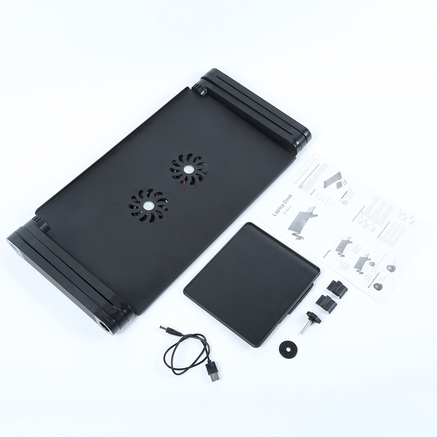 Aluminium Adjustable Laptop Stand Lightweight Portable Laptop Table Office Laptop Riser Standing Desk with 2 Cooling Fans