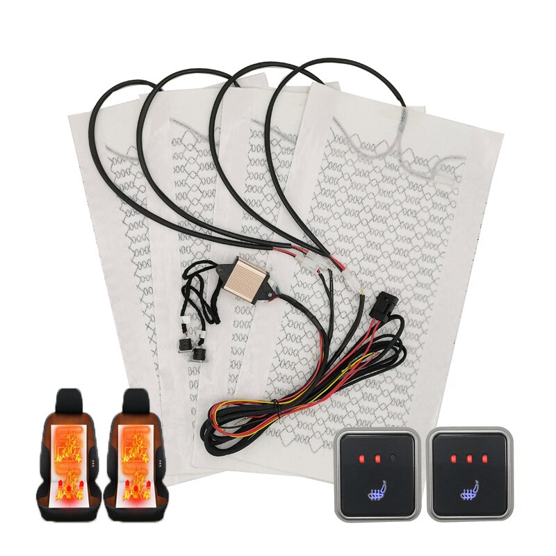 Auto Stoelverwarming Universele 12V Carbon Fiber Warmte Pads 3 Niveaus Dual Vierkante Schakelaar Met Harnas Als Winter warmer Cover