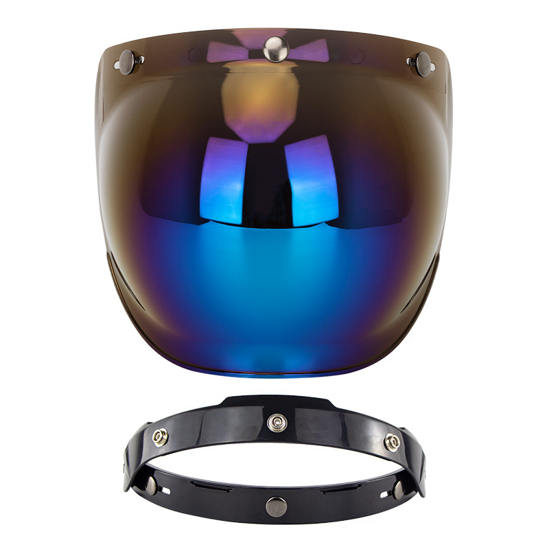Motorhelm Retro Helm Halve Helm Bubble Spiegel Drie Knop Veiligheid Winddichte Lens met Beugel Set Visera Accessoires: GRIJS