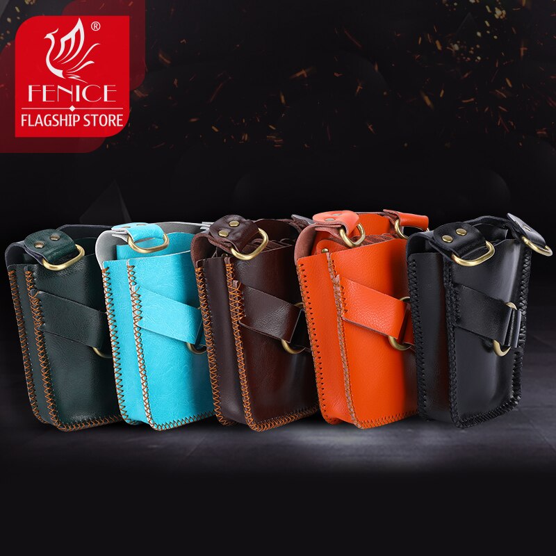 Fenice - étui de rangement en cuir pour ciseaux de barbier, étui de rangement pour ciseaux de coiffure, sac à clips avec ceinture à bandoulière, sac à ciseaux pour animaux de compagnie