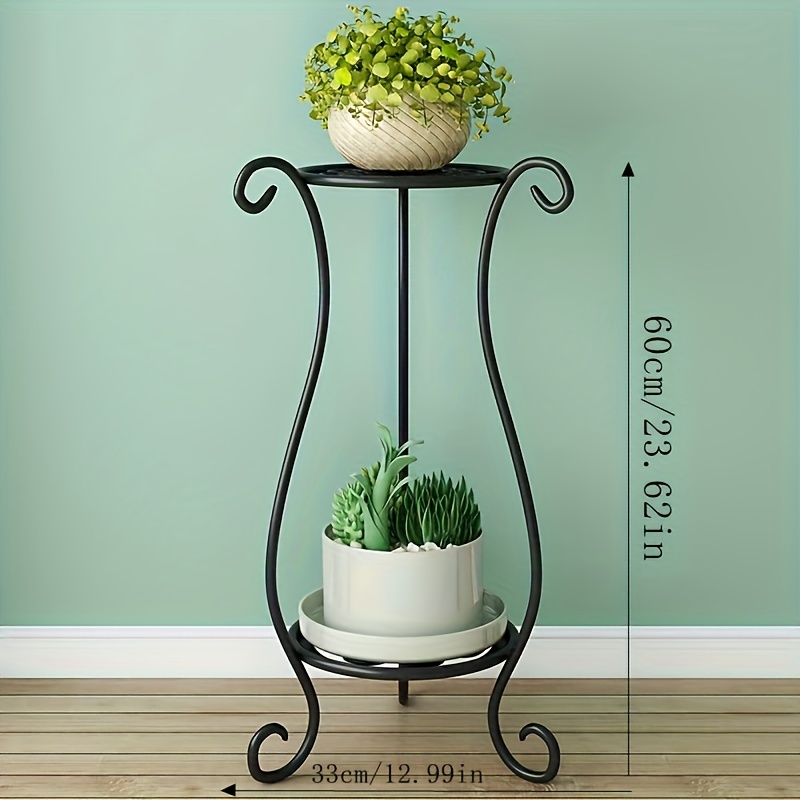 1 paquete, soporte para flores de Metal de doble capa, expositor de plantas de pie multicapa con estilo europeo moderno para