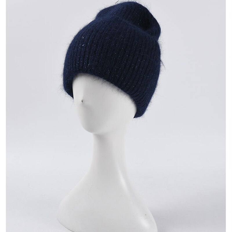 Unisex skullcap varmere luer vinter lue høstblandinger myk varm strikket lue herre dame luer gorro ski luer: Marineblå