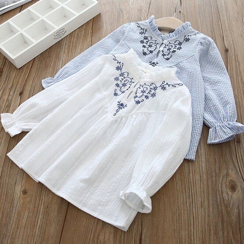 Nuovo 2020 della Molla Del Bambino di trasporto Delle Ragazze Camicette Stile Coreano Ricamo Floreale Sveglio Dei Capretti Del Manicotto Lungo Magliette E Camicette Toddlers Bambini Camicette 2-8T