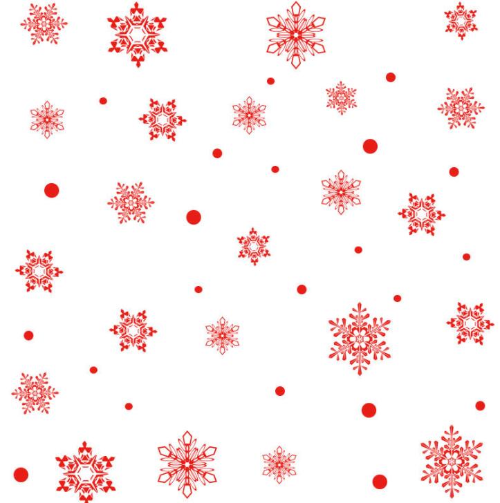 Christmas Snowflake Window Decal Wall Stickers - Xmas/Winter Static Window Sticker Red/ Blue/ White Decorations: Red