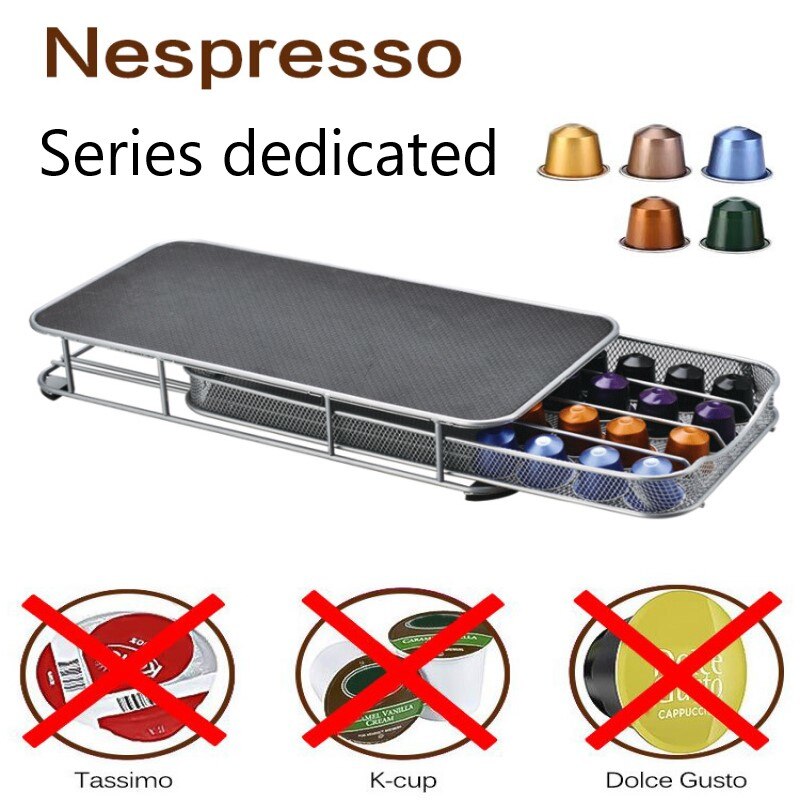 Stainless Steel 40 Cups Nespresso Coffee Capsule Storage Rack Dispenser Organizer Machine Stand Coffeeware Kitchen Accessories