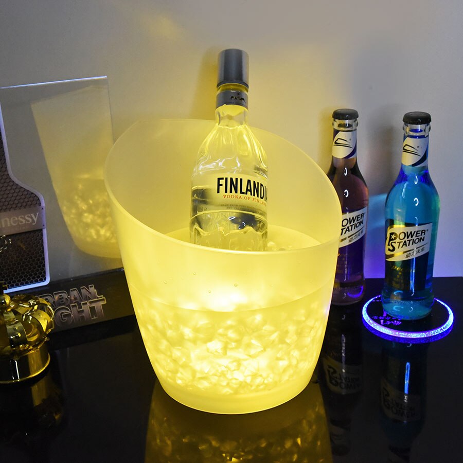 6L 7 Color Waterproof Plastic LED Ice Bucket Bar Nightclub Light Up Champagne Whiskey Beer Bucket Bars Night Party