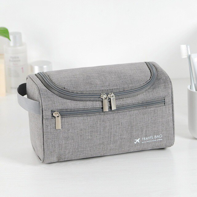 UOSC Men Hanging Cosmetic Bag Business Makeup Case Women Travel Make Up Zipper Organizer Storage Pouch Toiletry Wash Bath Kit: Gray