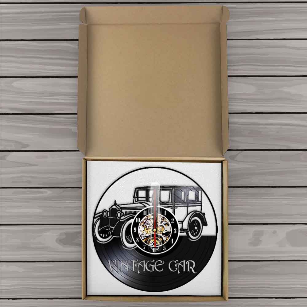 Klasyczny samochód płyta winylowa czas kwarcowy 3D dekoracja na ścianę zegar silnika samochodowego 12 cal czarny wiszący zegarek z podświetleniem doprowadziło