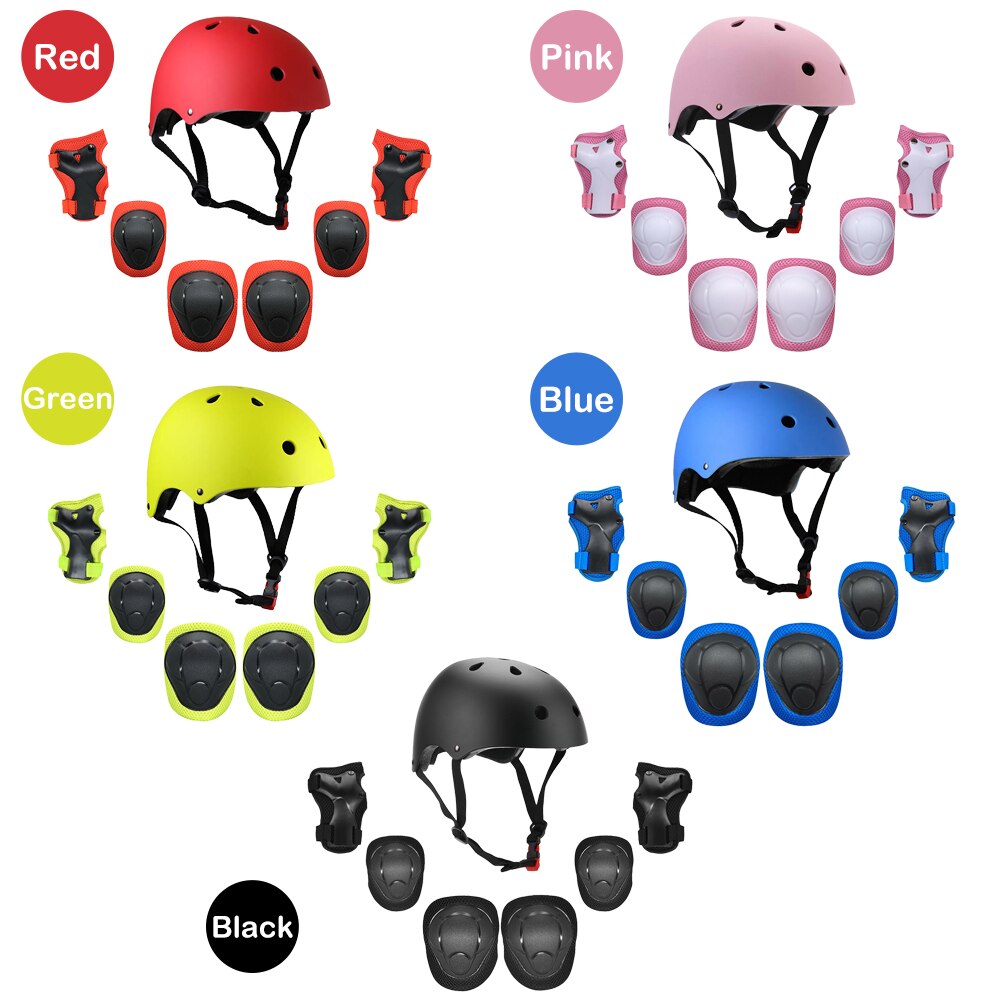 7Pcs Kid Kind Self Balancing Fiets Roller Knie Elleboog Pols Helm Pad Set Kit Helm En Pads Set