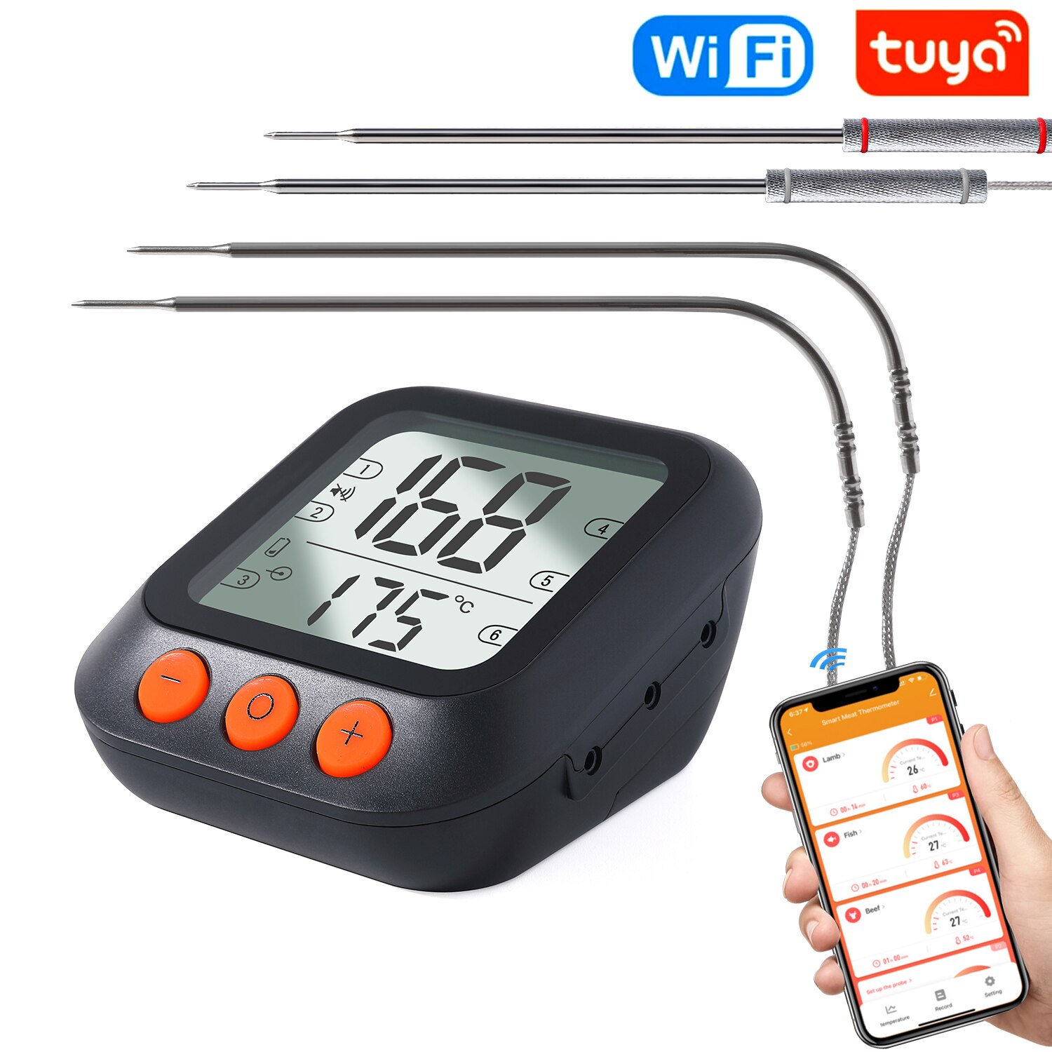 Tuya Wifi Clever Grill Grill Thermometer Tuya Clever leben praktisch APP Kontrolle wasser temperatur messung