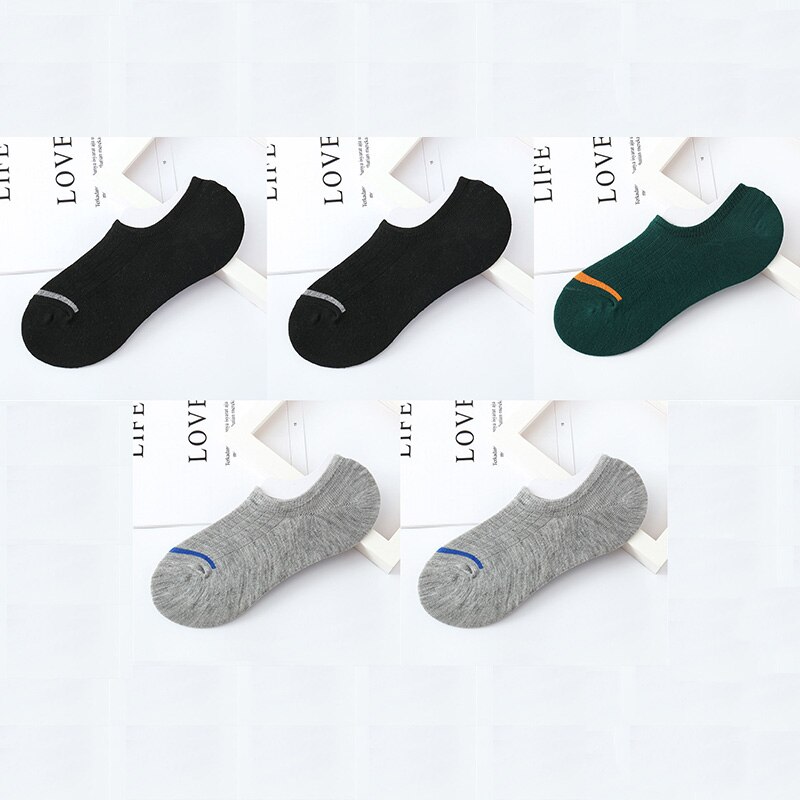 Calcetines náuticos Unisex para hombre y mujer, calcetín Invisible antideslizante de silicona, corte bajo, para primavera, verano y otoño, 5 pares, Size35-42: W multi color