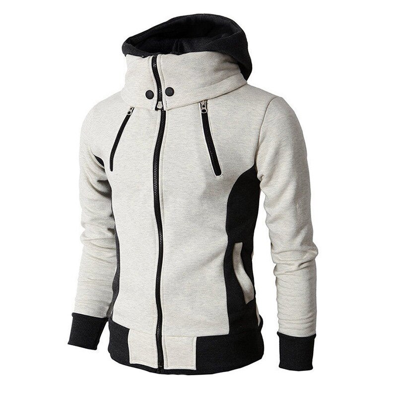 Dragkedja herr sportjackor höst vinter ledig fleecejacka bomberjacka halsduk krage luva manliga ytterkläder slim fit huvtröja