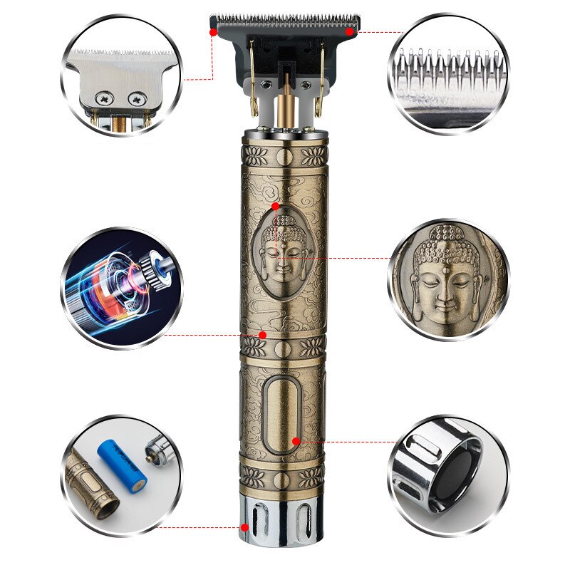 T9 Electric Hair Trimmer USB Rechargeable Hair Clipper Cordless Shaver Men Baldheaded Hair Clipper Barber Hair Cutting Machine