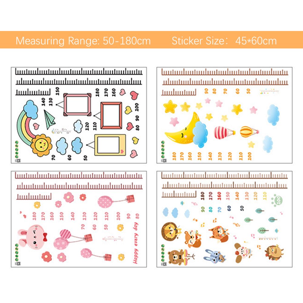 Cartoon Measure Wall Sticker Cartoons Photo Frame Moon Rainbow Height Chart Ruler Wall Sticker for Kid Room Bedroom Home Decor