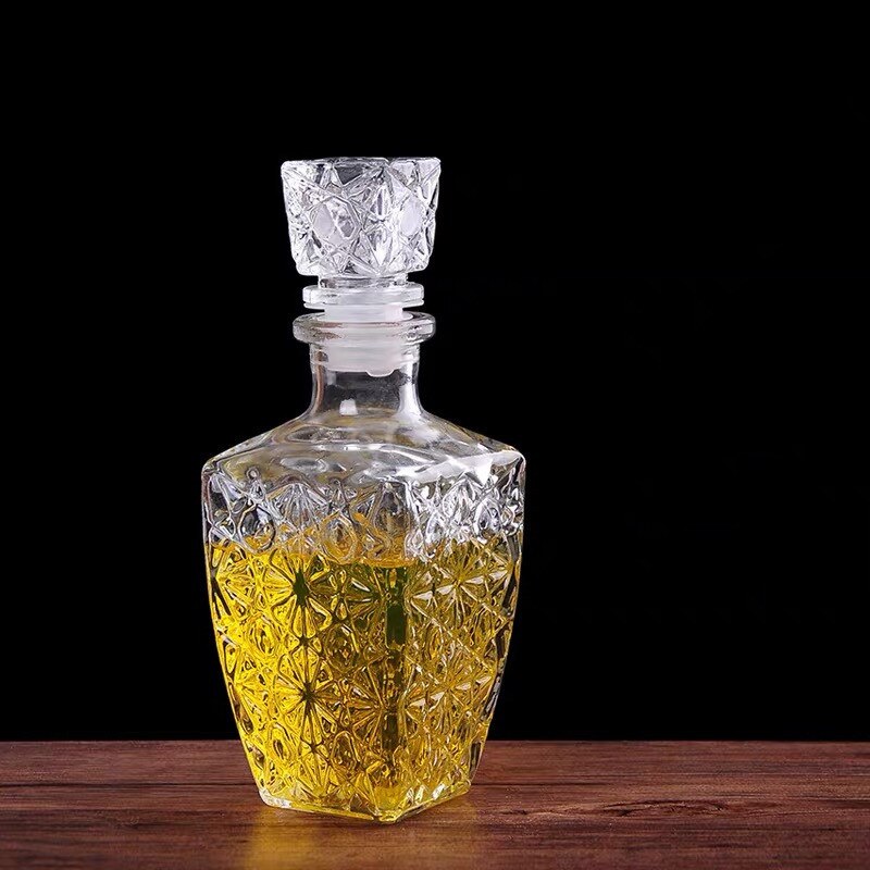Transparent glas whisky sprit vin drycker karaff kristall sprit flaska vin karaff för bar fest bröllop: M