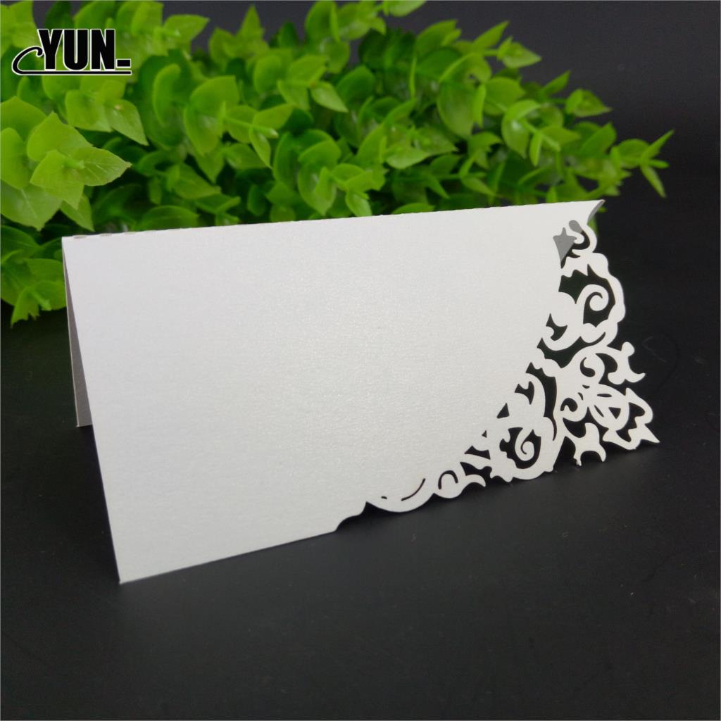 10pc Perlglanz Spitze Name Ort Karten Hochzeit Dekoration Tabelle Dekor Tabelle Name Nachricht Gruß Karte Party Weihnachten Lieferungen: Weiß