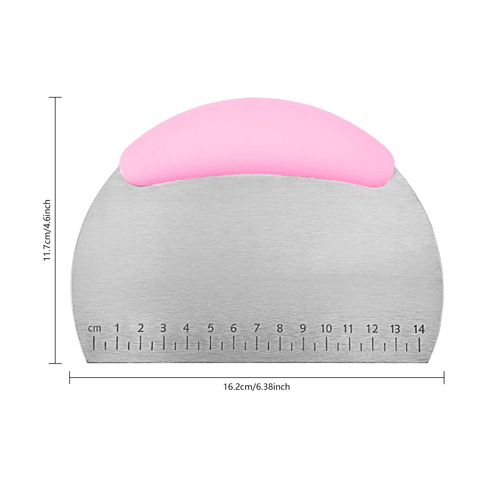 Kitchen Dough Scraper with Scale Stainless Steel Flour Dough Pizza Scraper Baking Utensils Pastry Spatula Baking Tools: Pink 16.2x11.7x1.5cm