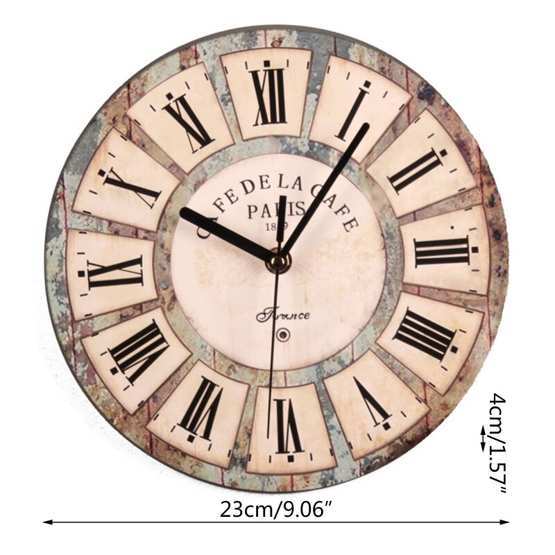 Vintage Wall Clock Round Silent Clocks Wall Mounted Wooden Carfts Art Decor