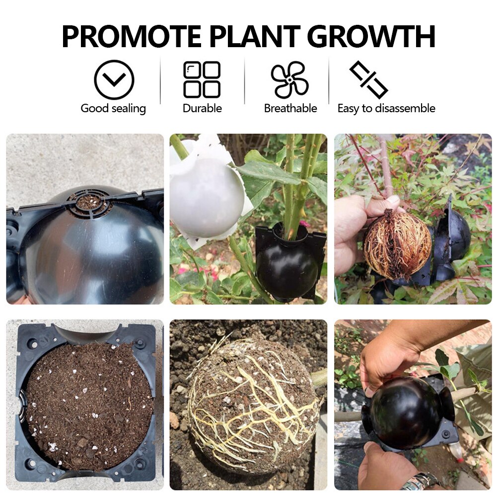Dispositivo de estratificación de aire de 5 piezas, caja de enraizamiento de plantas de alta presión, injerto, Bola de crecimiento de cría, crecimiento de árboles jóvenes de jardín