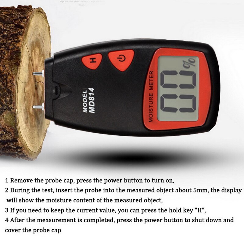 thumbnail image 2 of MD-2G Digital Wood Moisture Meter - Portable Pin-Type Tester For Wood, Paper & Bamboo With LCD Display 2 of 14