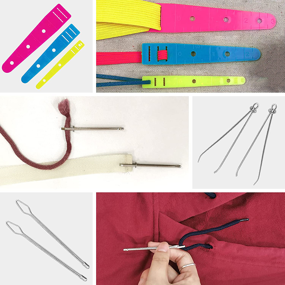 Drawstring Threader Set Drawstring Replacement Tools Plastic and Metal Needle Threader Tool Loop Turner Hook Sewing Supplies