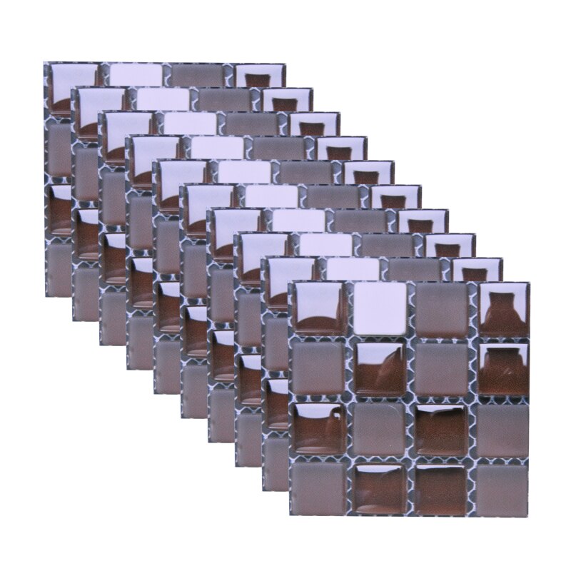 Autocollants muraux en mosaïque, 10 pièces, 10x10cm, autocollant pour peler et coller, rétro-adhésif, pour bricolage, cuisine, salle de bain, décoration murale de la maison: B13
