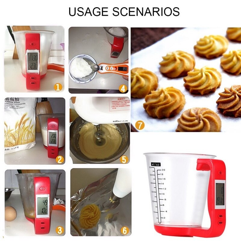 Vaso medidor de Cocina Digital Libra, herramienta electrónica, báscula con pantalla LCD, tazas de medición de temperatura, 1000g/1g