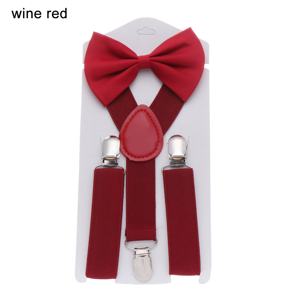 Kids Elastic Suspenders Bow Tie set Matching Tuxedo Suit Unisex Boy Girl Bowtie Wedding Costume Adjustable Y-Back Brace Belt: light green