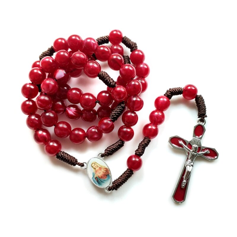 10mm Rosary Beads Luminous Necklace Jesus Crucifix Cross Pendant Necklaces Glow in Dark Religious Jewelry for Men Women: 5