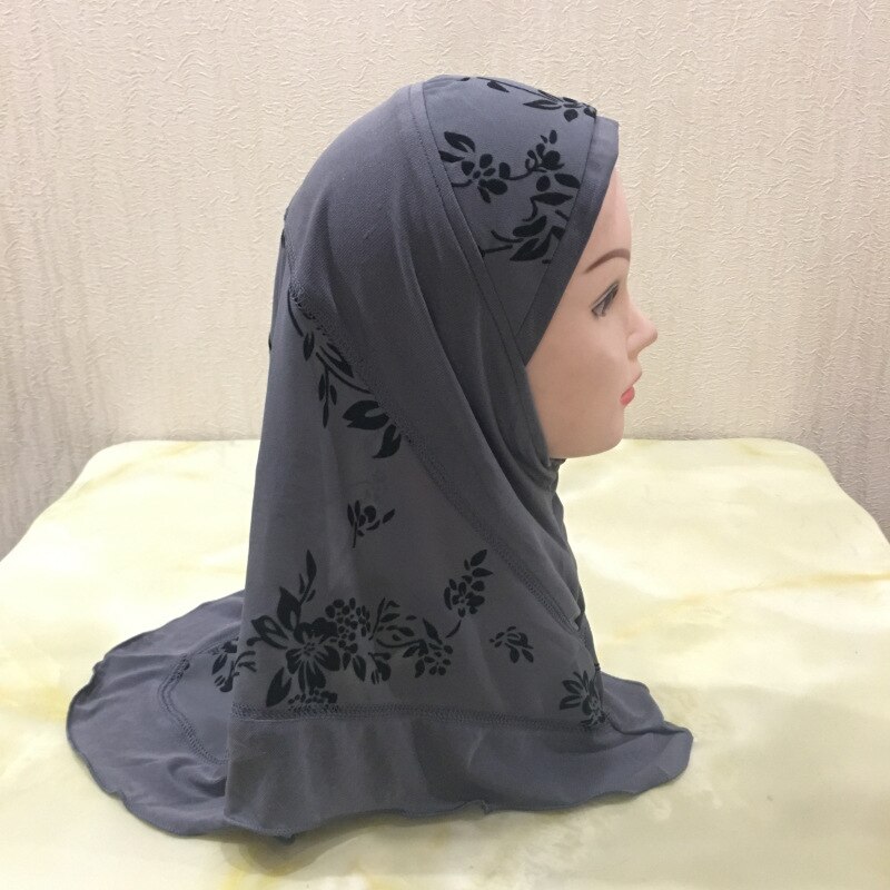 Casquette de prière Hijab en soie pour bébé, prix bas, soleil diamant, adapté aux enfants musulmans de 2 à 6 ans, foulard islamique instantané: dark grey