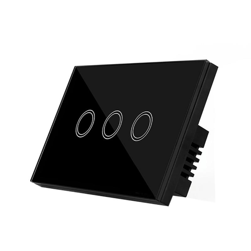 3 Gang US Standard Fireproof ABS Panel Smart Touch Switch Wall Light Switch Light Controller For Home Hotel Office Supplies: black