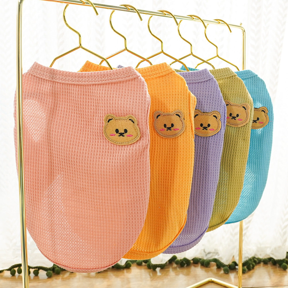 Roupas de gato waffle urso pet colete verão teddy chihuahua pequeno cão duas pernas roupas gato filhote de cachorro roupas traje para animais de estimação