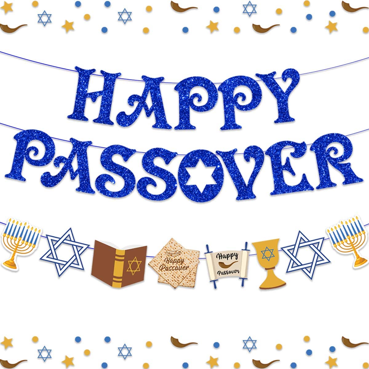Glad påsk banderoll pesach judiska dekorationer bunting girlander för inomhus mantel öppen spis eller utomhus