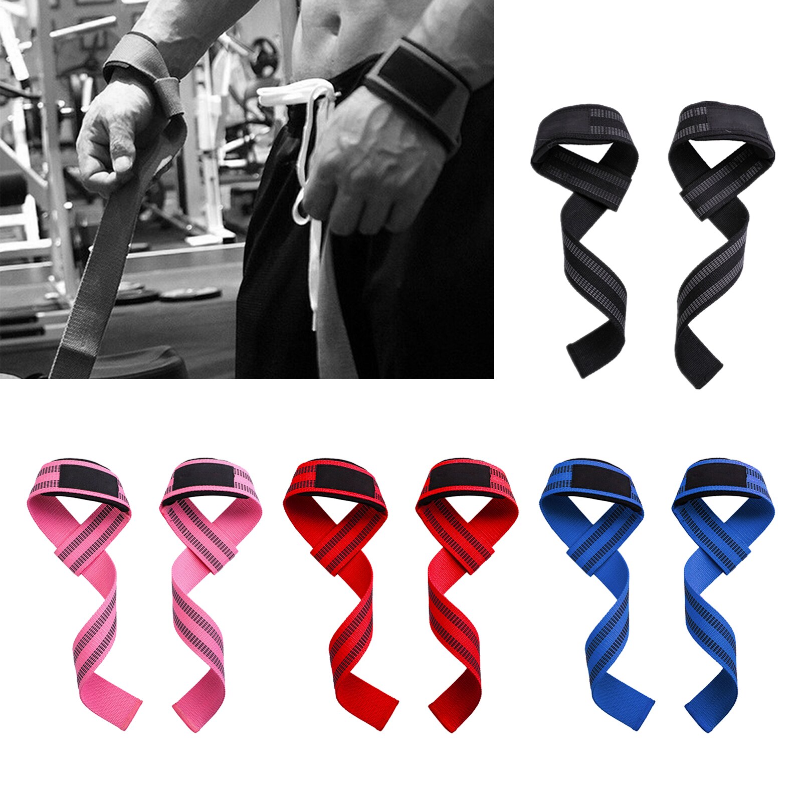 1 paar gewichtheber-zughilfen, strapazierfähige, gepolsterte handgelenkbandagen, powerlifting, krafttraining, kreuzheben, heim-fitnessstudio, verstellbar, unisex