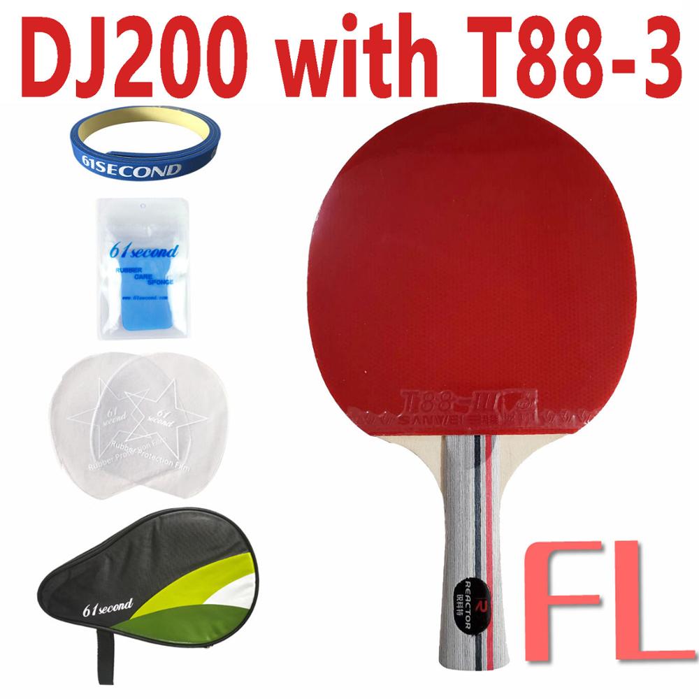 Table tennis racket Reactor DJ200 table tennis blade with 2Pieces Sanwei T88-III Corbor Table Tennis pingpong rubber: FL DJ200 T88 HM