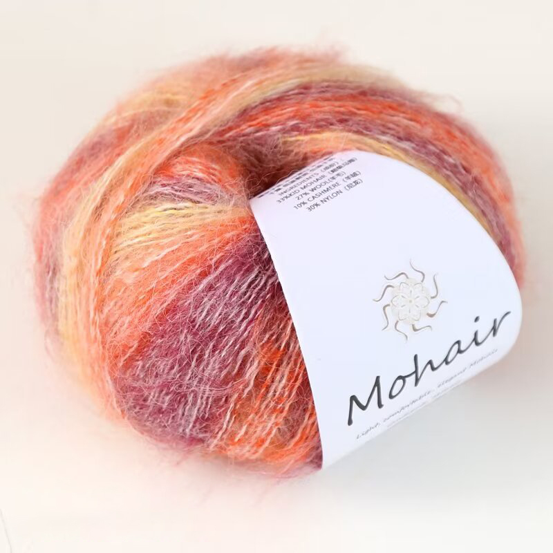 Ovillo de lana de Mohair degradado para tejer a mano, hilo de ganchillo suave y cálido, segmento de lana de bebé, hilo teñido para suéter, sombrero y bufanda, 25g por bola: Castaño