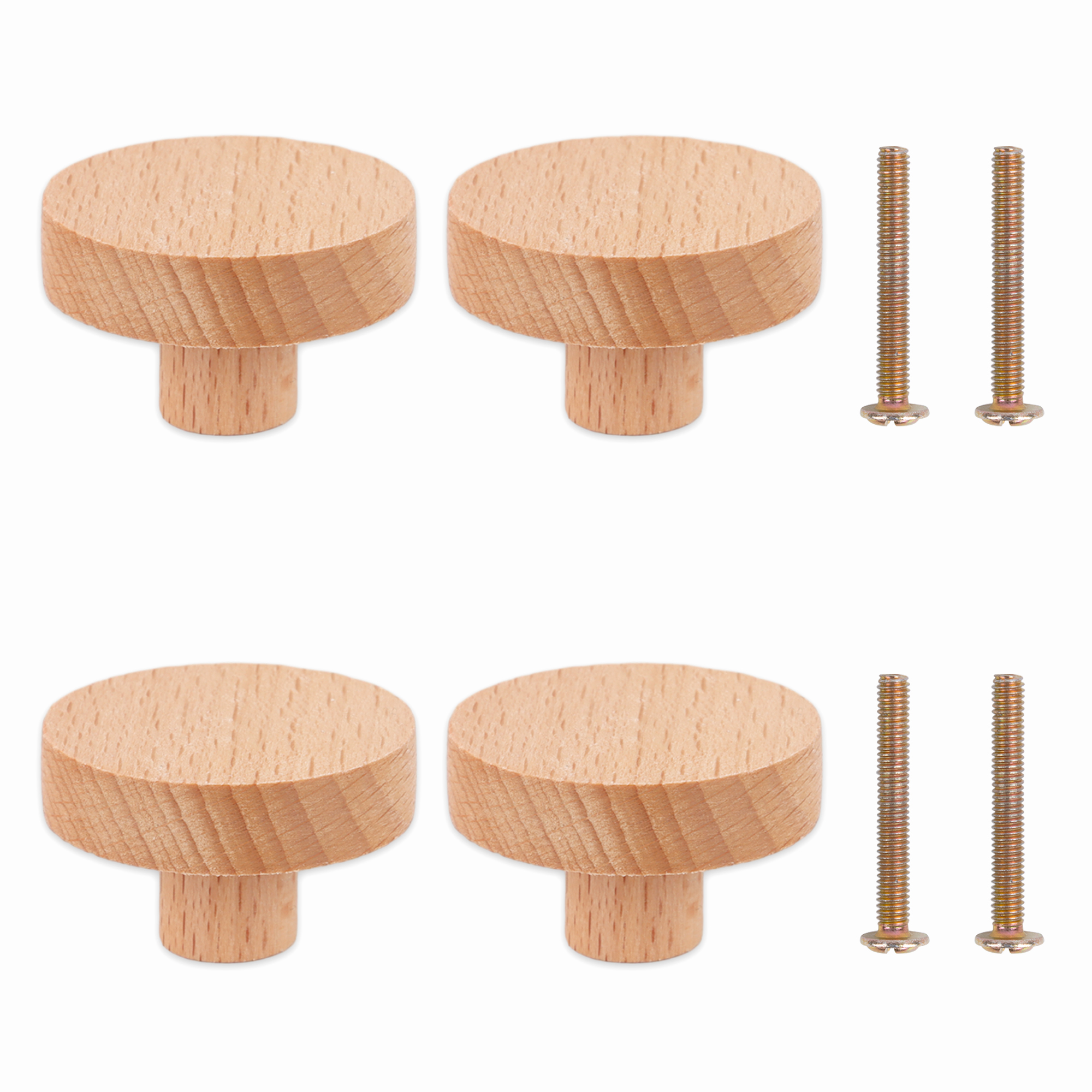 Round Wooden Cabinet Knobs Wood cupboard Furniture Wardrobe Drawer Pulls Handles with Screws for Wardrobe Dresser Closet: Silver
