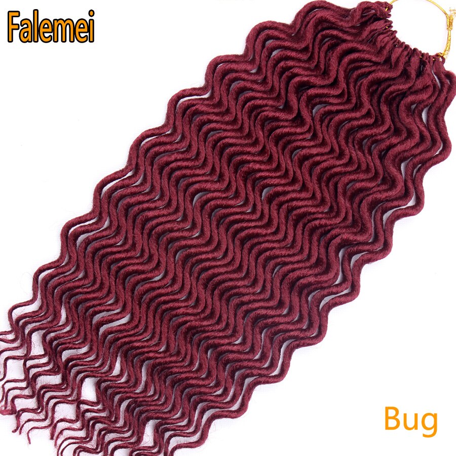 FALEMEI de Locs Crochet Pelo Rizado 18 pulgadas 60g de pelo sintético extensiones de ganchillo trenzado cabello bohemio cerraduras trenzas de Crochet