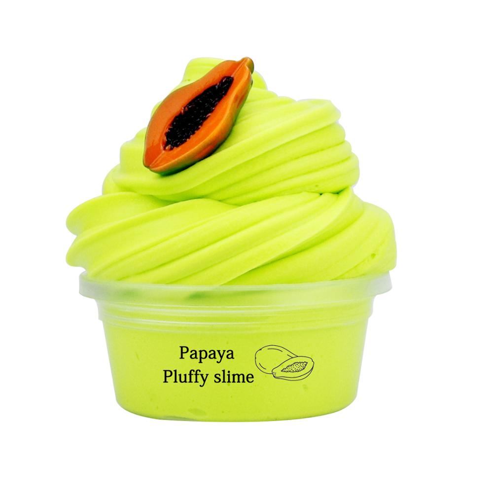 60ml Fluffy Butter Slime fruit Slime Super Soft Stretchy and Non Sticky DIY Sludge Toy for Girls and Boys: papaya