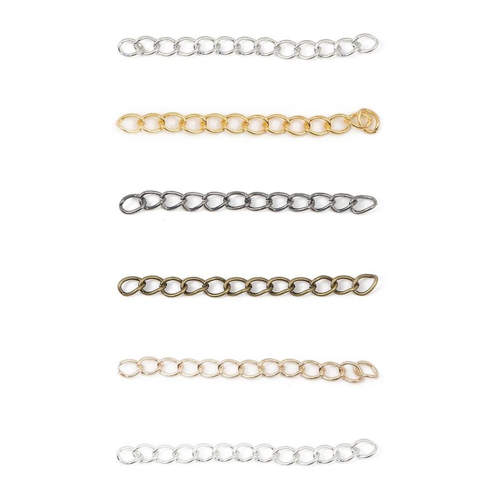 50 stk/parti 5cm 7cm kjedeforlenger armbånd forlenger forlengelse haler koblinger for smykker å gjøre selv-funn
