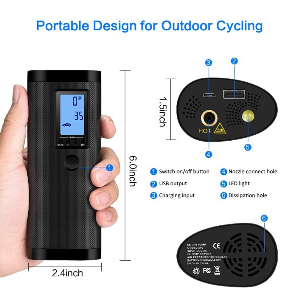 Mini Bike inflator Pump USB Charging Bicycle Air Compressor Portable Electric Bike Pump Rechargeable Motor Car ball Bicycle pump