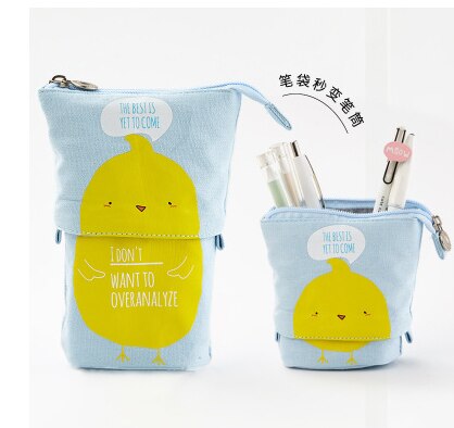 Cartoon kat telescopische etui tas opvouwbare staande houder kinderen etui canvas intrekbare studenten flexibele pennendoos: Kippen