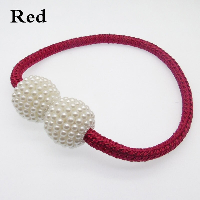 Ganchos magnéticos de perlas para cortina, soportes de cortinas, ganchos de hebilla, hebilla de bola para colgar, accesorios para cortina, decoración del hogar, 1 ud.: Red