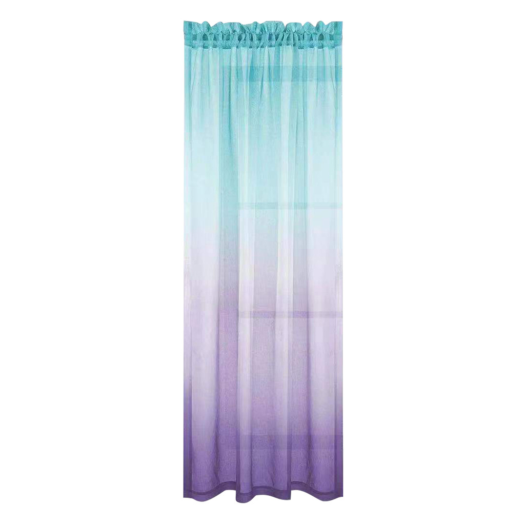 Ombre inspireret vinduesgardin vendbar gradient farve dør vindue gardin drapere panel gennemsigtigt tørklæde valancer 1pc fh5: E