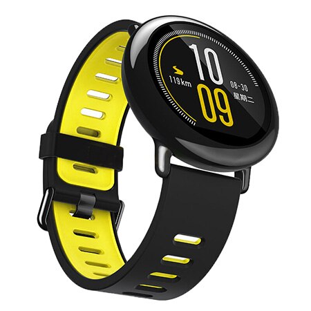 Siliconen band voor xiaomi huami amazfit pace horloge, vervangende sporthorlogeband, polsbandje: Zilvergeel